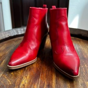 Sam Edelman Western Inspired Red Booties Size 7